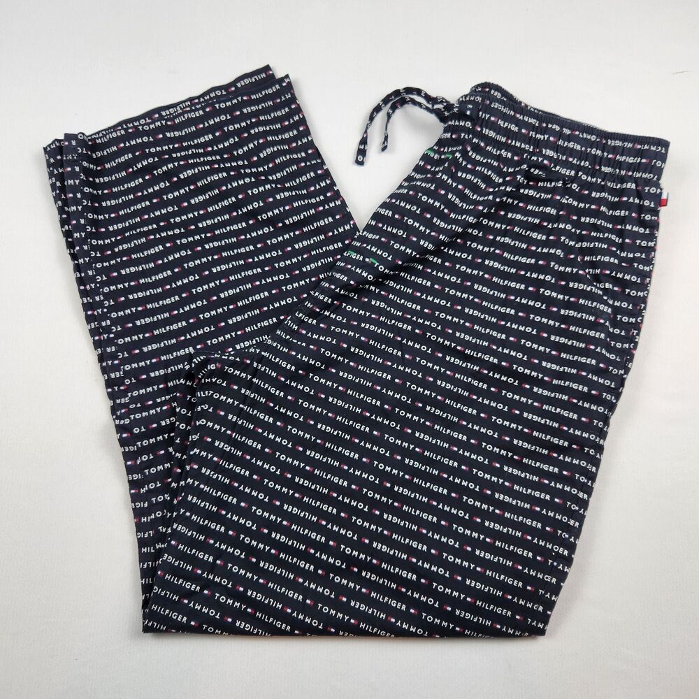 Tommy Hilfiger Sleepwear Lounge Pants Mens XL Navy Logo Pockets Relax Sunday